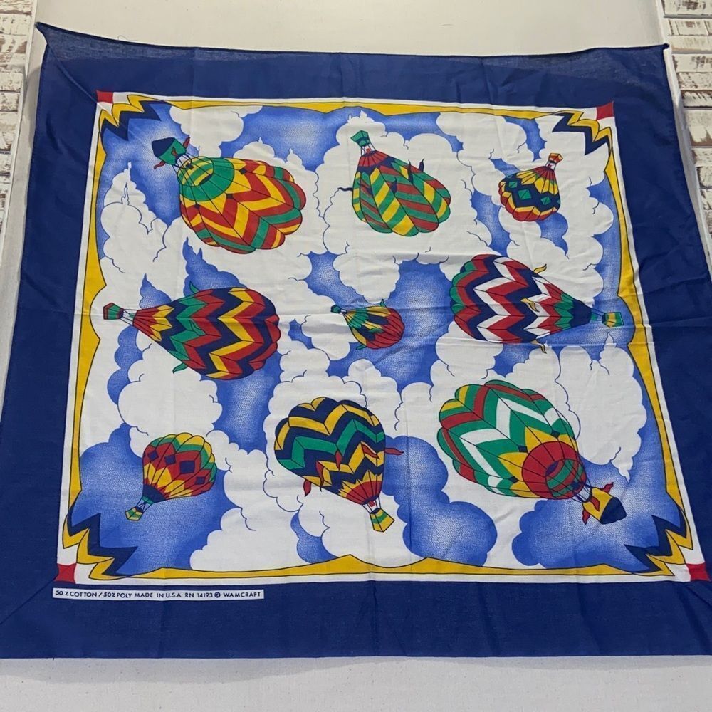 Vintage Wamcraft hot air balloon bandana scarf blue